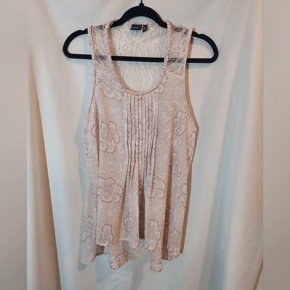 Cruel Denim Flowy Boho Western Tank Top With Lace Inset On Back